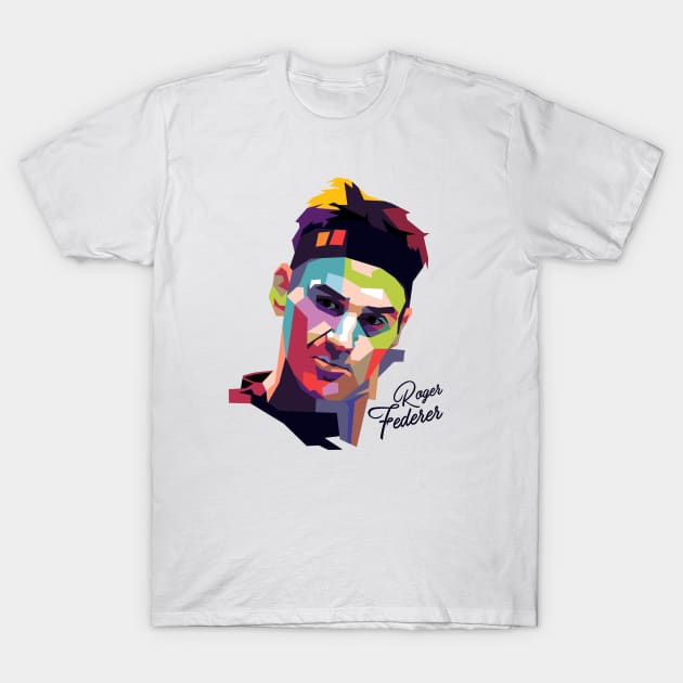 Roger Federer Pop Art Portrait T-Shirt by mursyidinejad